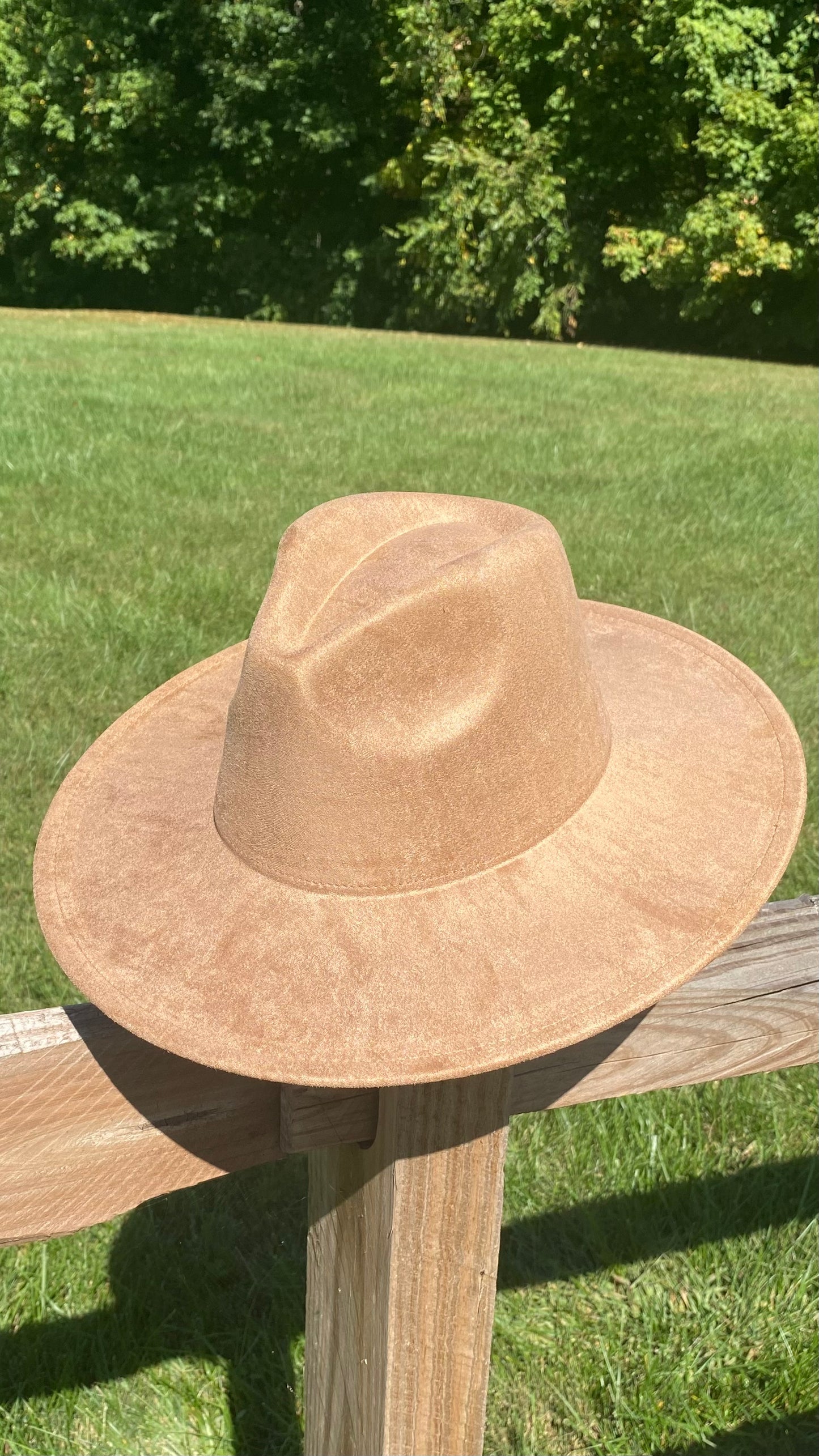 Suede Big Brim Khaki Hat