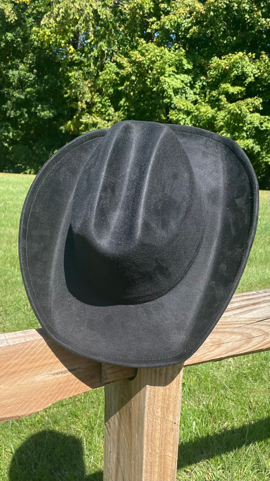 Suede Big Brim Western Black Hat