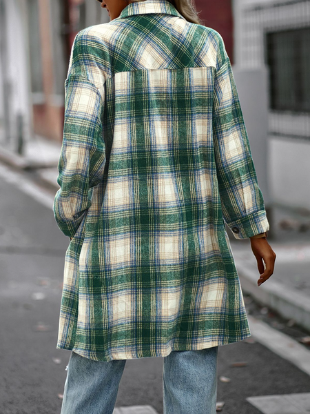 Plaid Long Cardigan Shirt Jacket H72DS3TP49