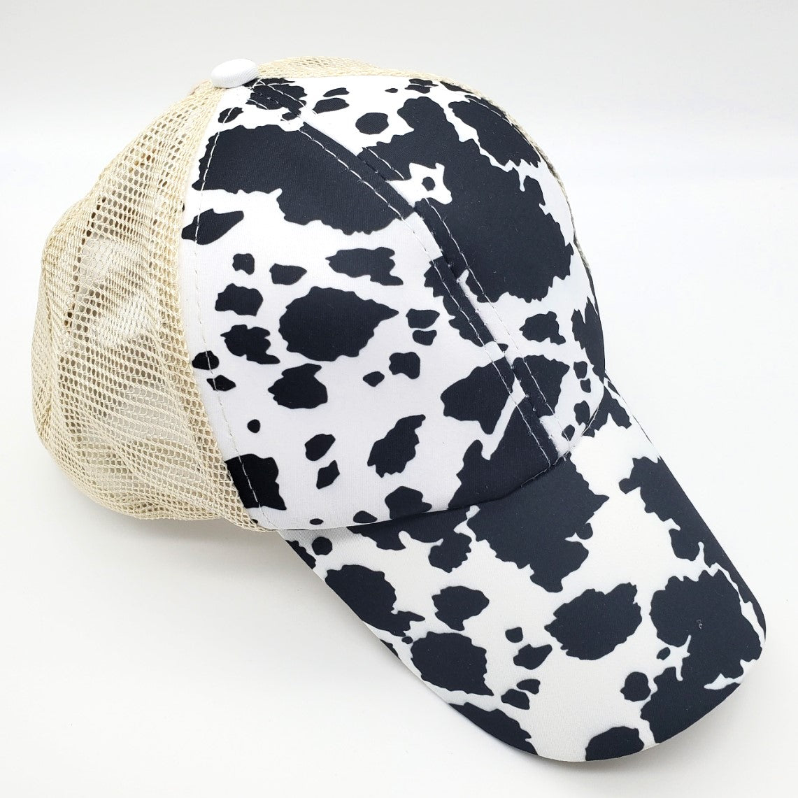 BLACK COW PRINT TRUCKER HAT