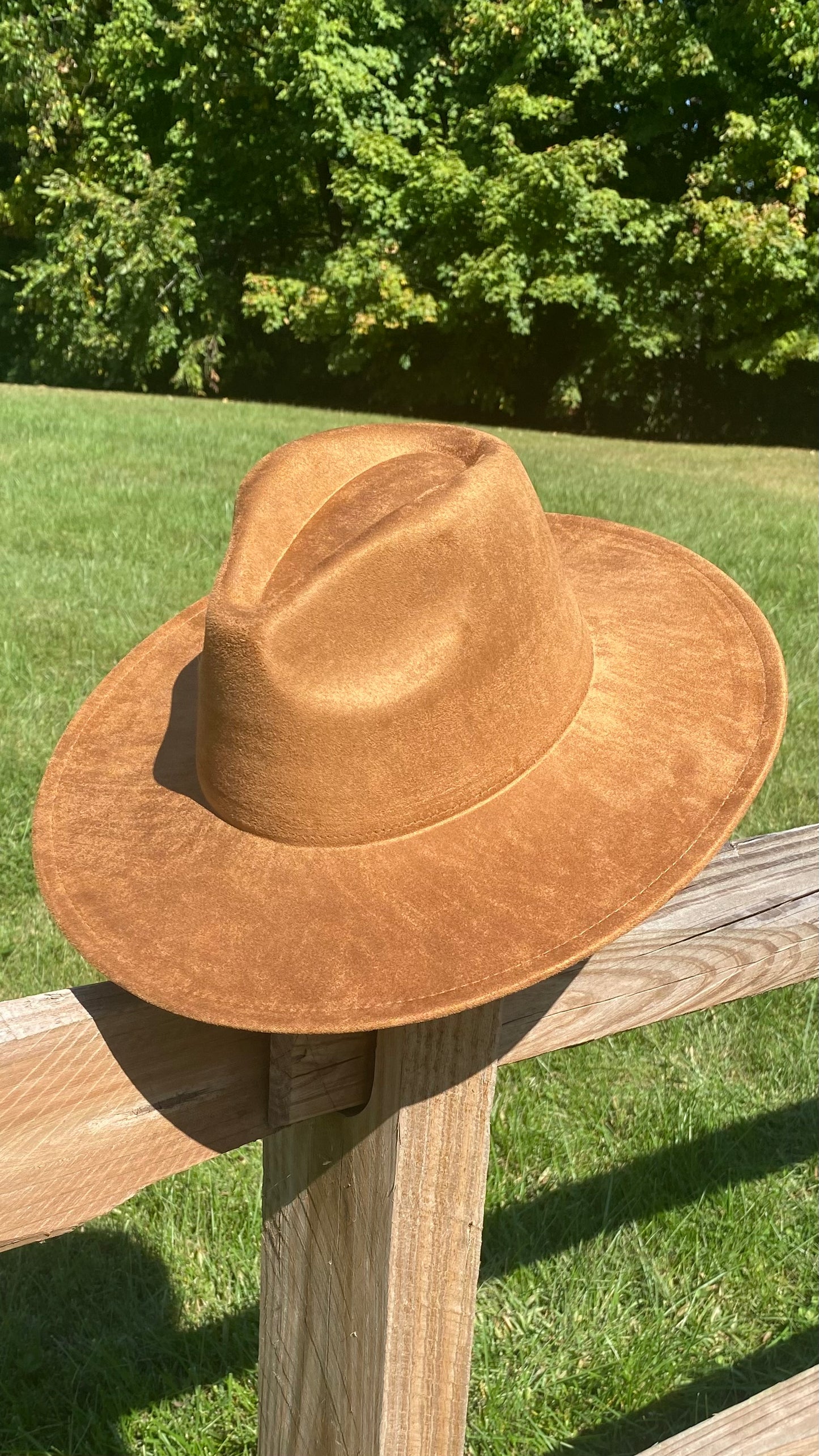 Suede Big Brim Camel Hat