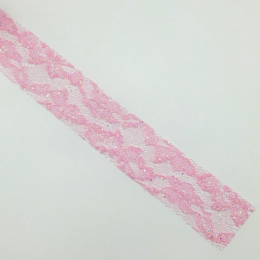 Pink Lace Glitter Ribbon