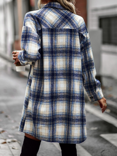 Plaid Long Cardigan Shirt Jacket H72DS3TP49