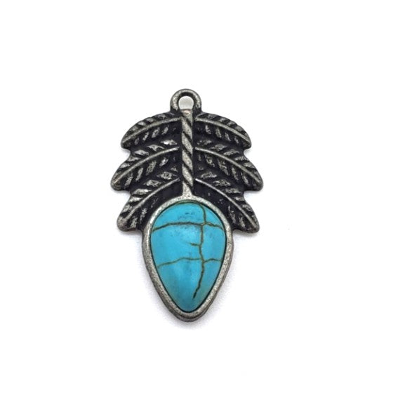 Turquoise Feather Charm