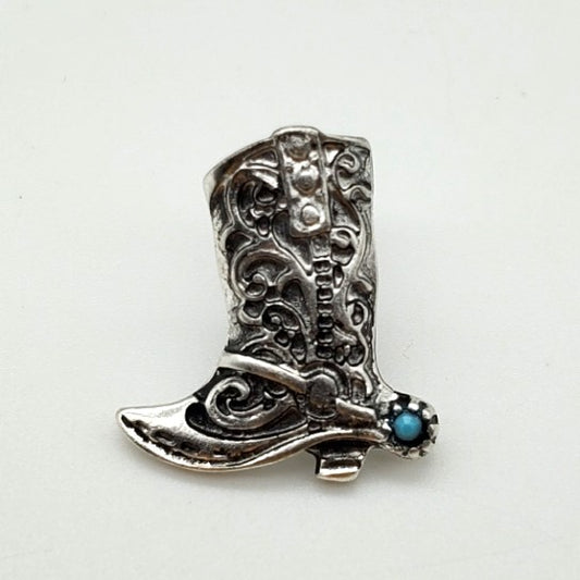 Silver Cowboy Boot Pin