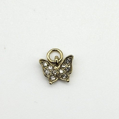 Tiny Rhinestone Gold Butterfly