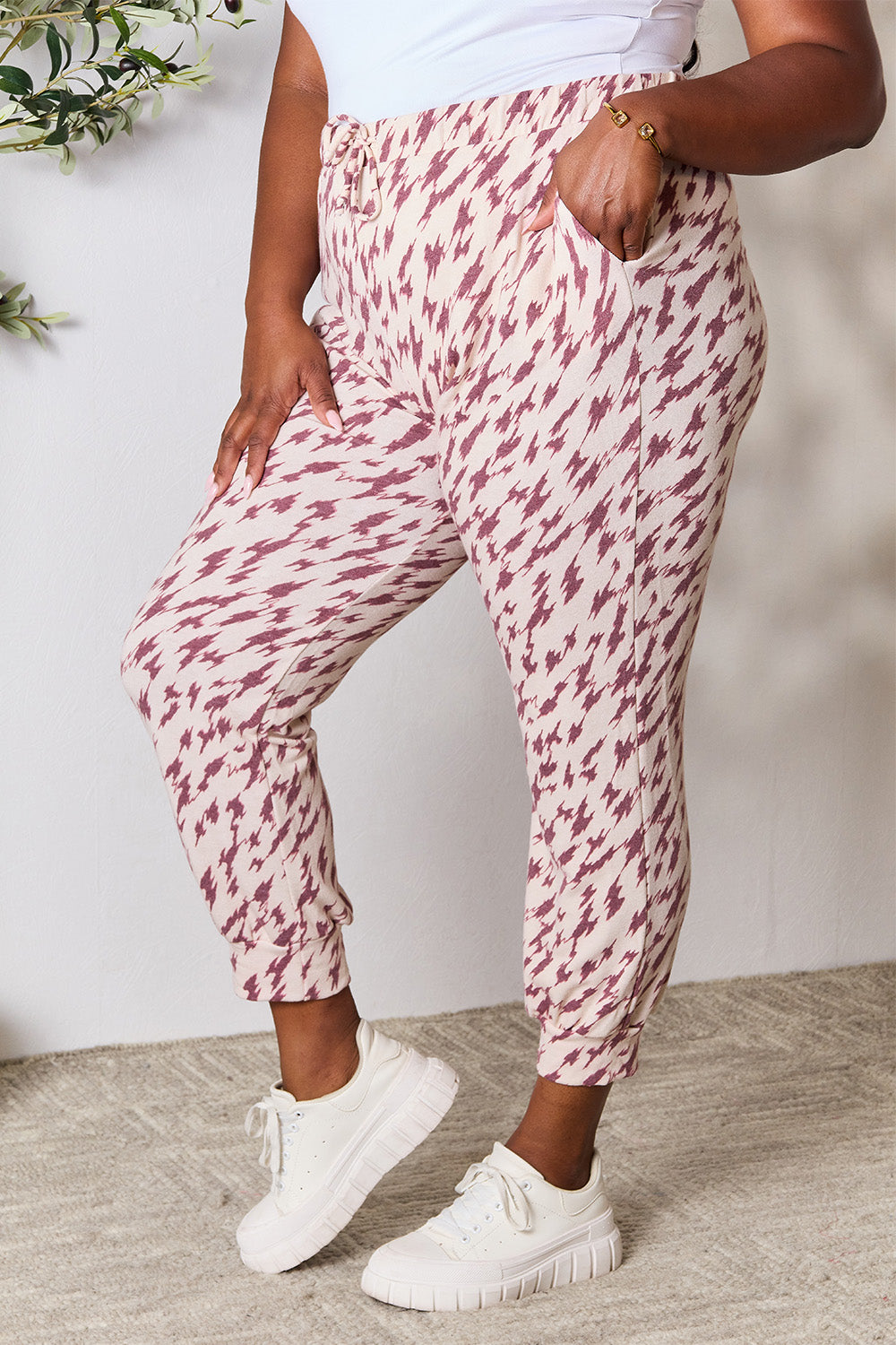 Full Size Printed Drawstring Pants