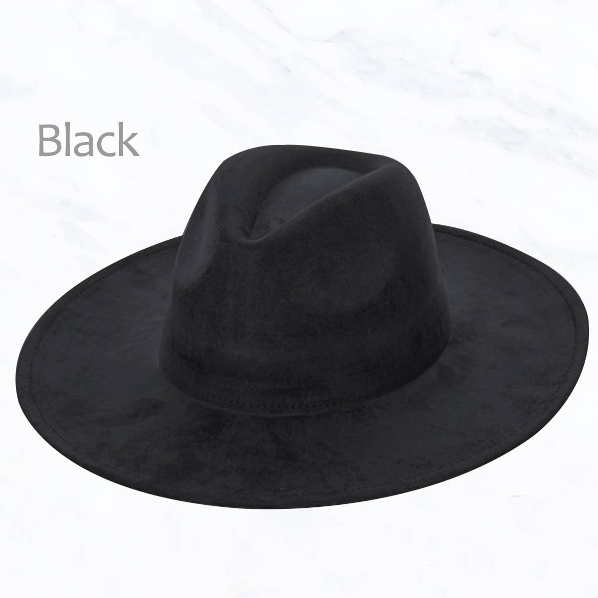 Suede Big Brim Black Hat