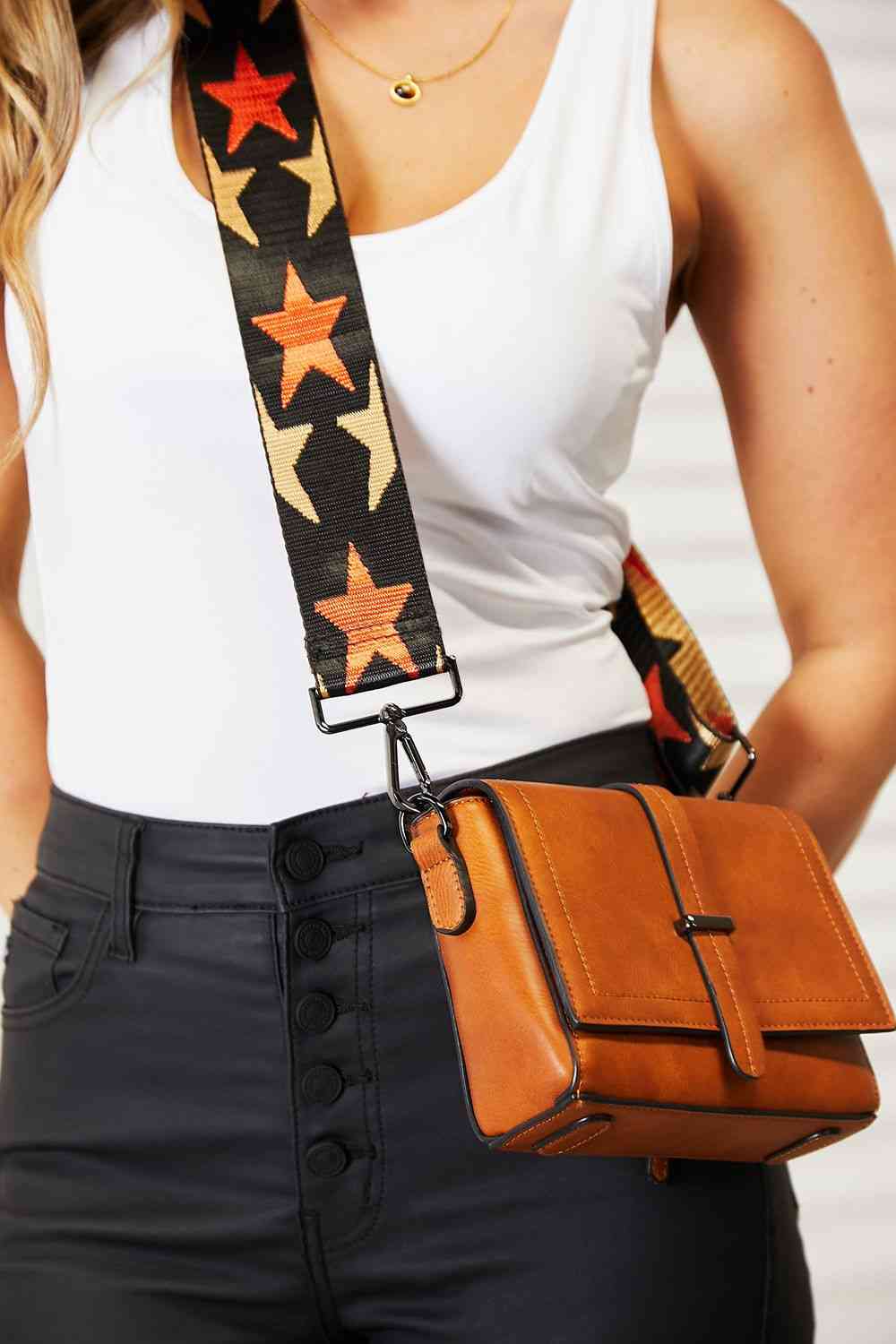 Leather Wide Strap Crossbody Bag