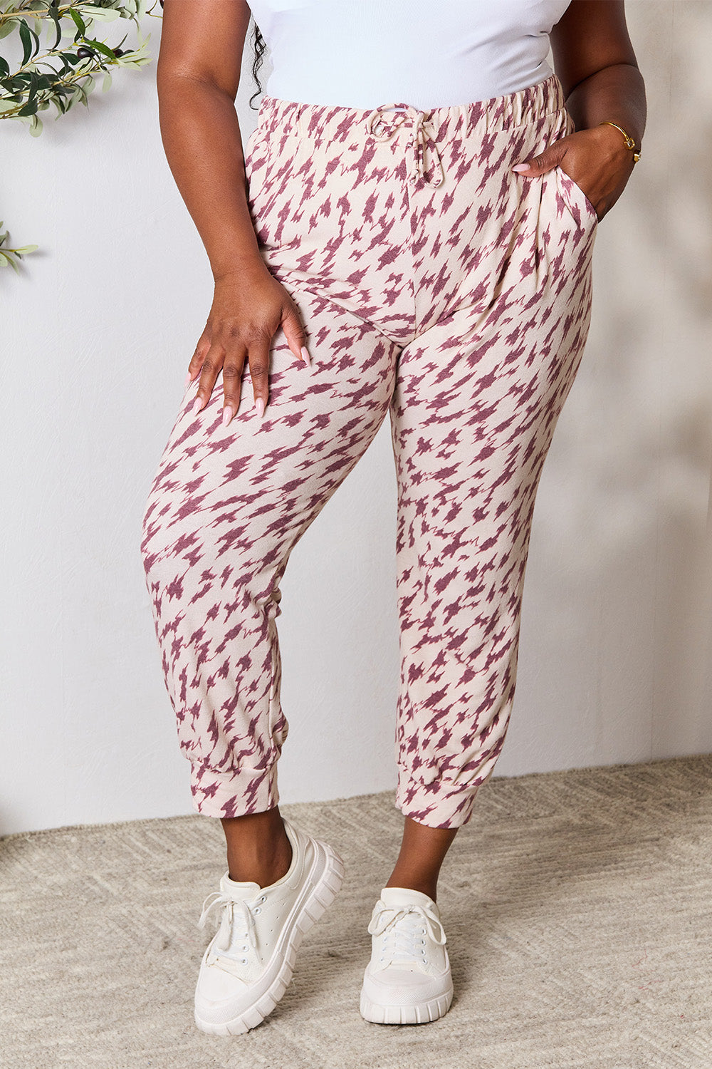 Full Size Printed Drawstring Pants