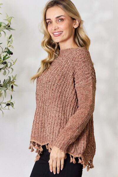 Tassel Trim Long Sleeve Sweater